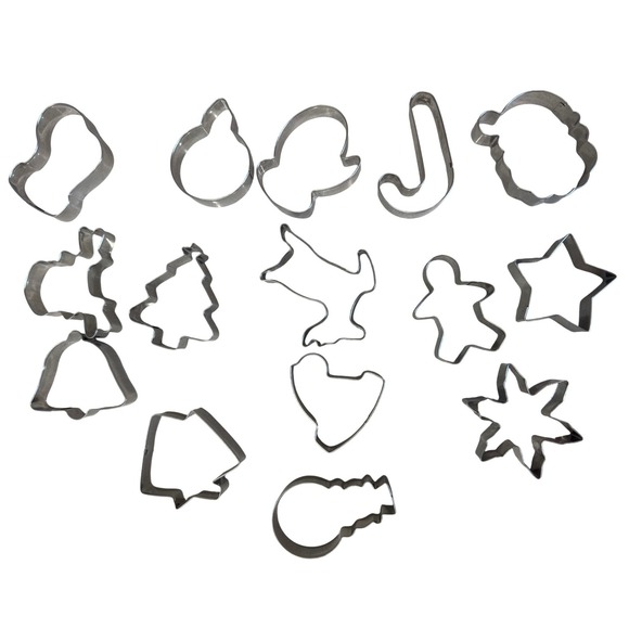 Other - 14 Piece Christmas Cookie Cutter Set Stainless Steel Holiday Baking Molds Silver
